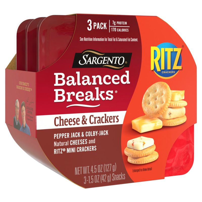 Sargento Balanced Breaks Cheese &amp; Ritz Crackers Snacks, 1.5 oz, 3 count