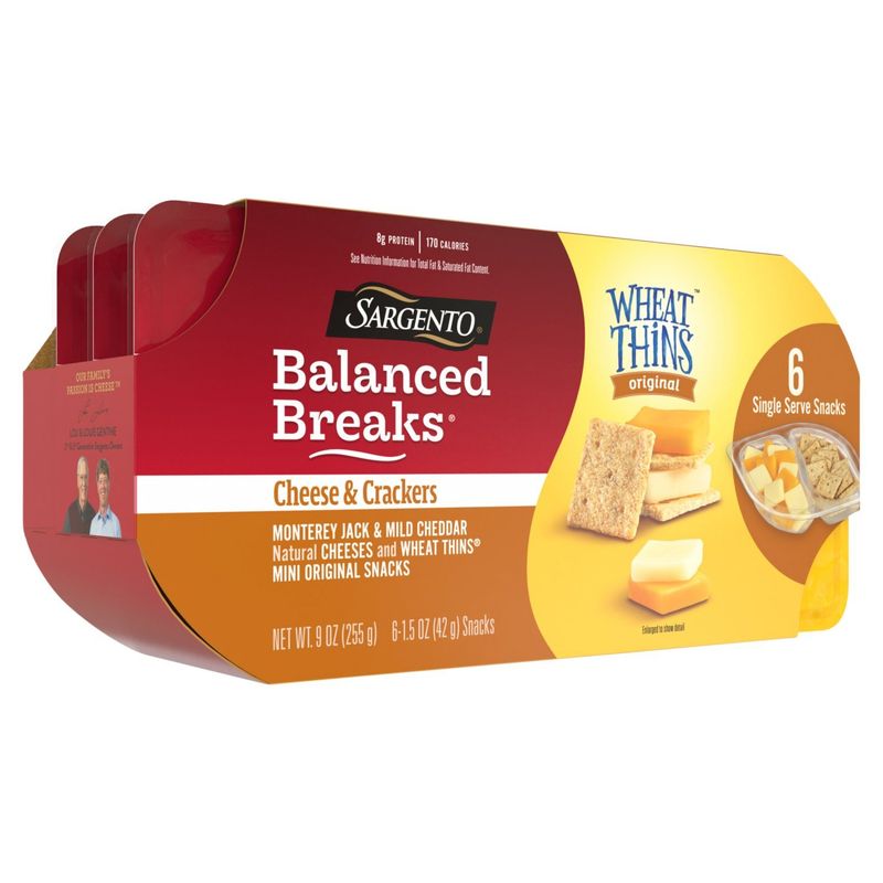 Sargento Balanced Breaks Wheat Thins Original Cheese &amp; Crackers Snacks, 1.5 oz, 6 count