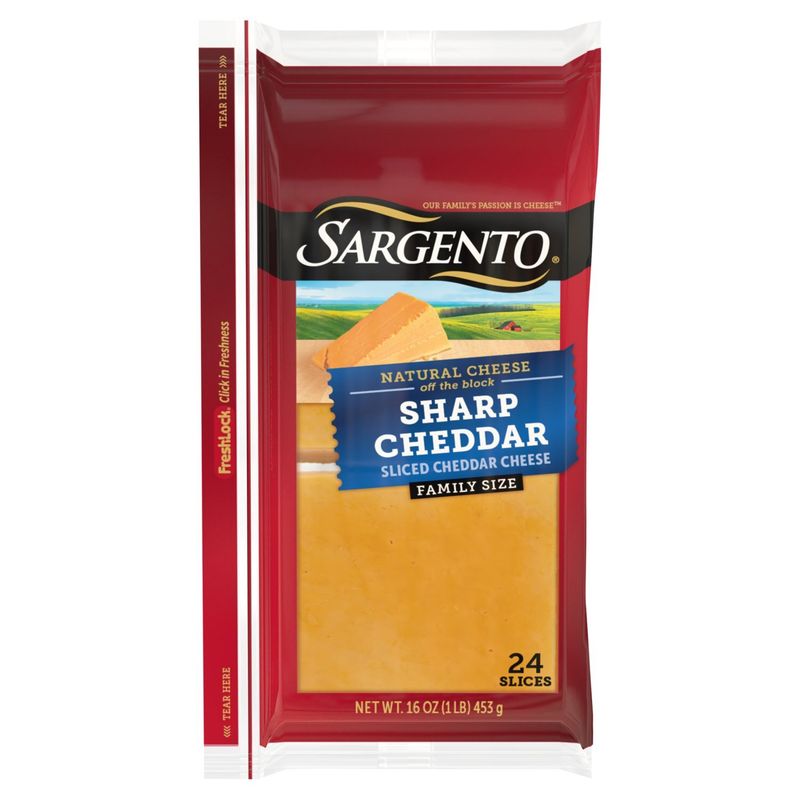 Sargento Sliced Sharp Cheddar Cheese Family Size, 24 count, 16 oz