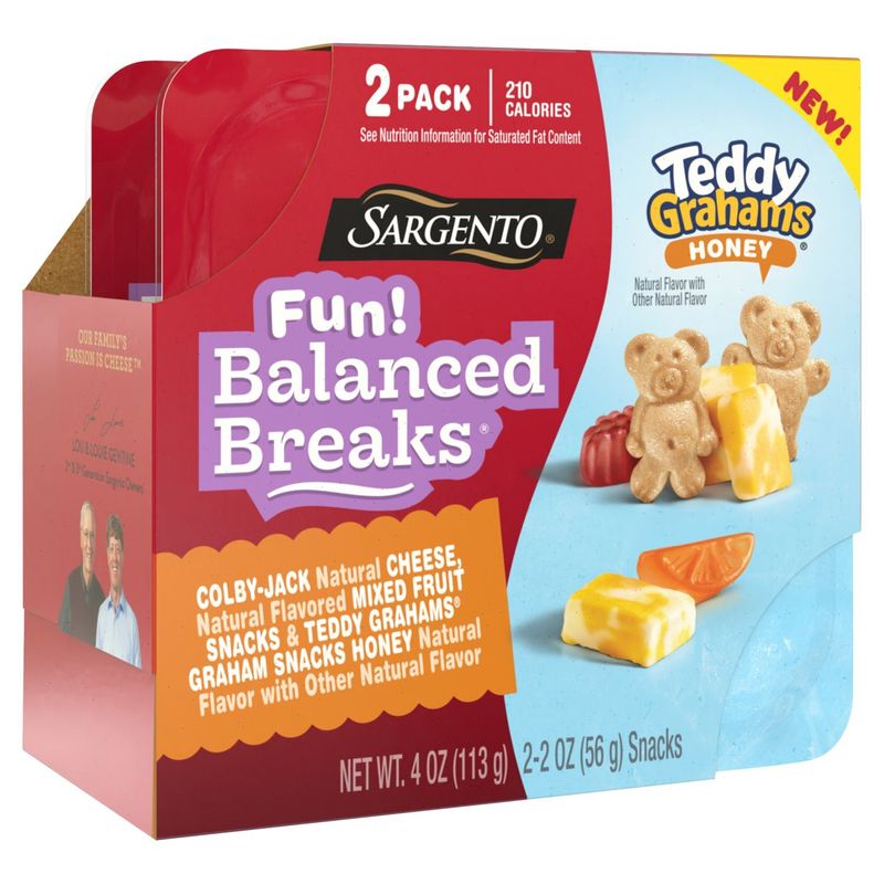 Sargento Fun! Balanced Breaks Teddy Grahams Honey Snacks, 2 oz, 2 count
