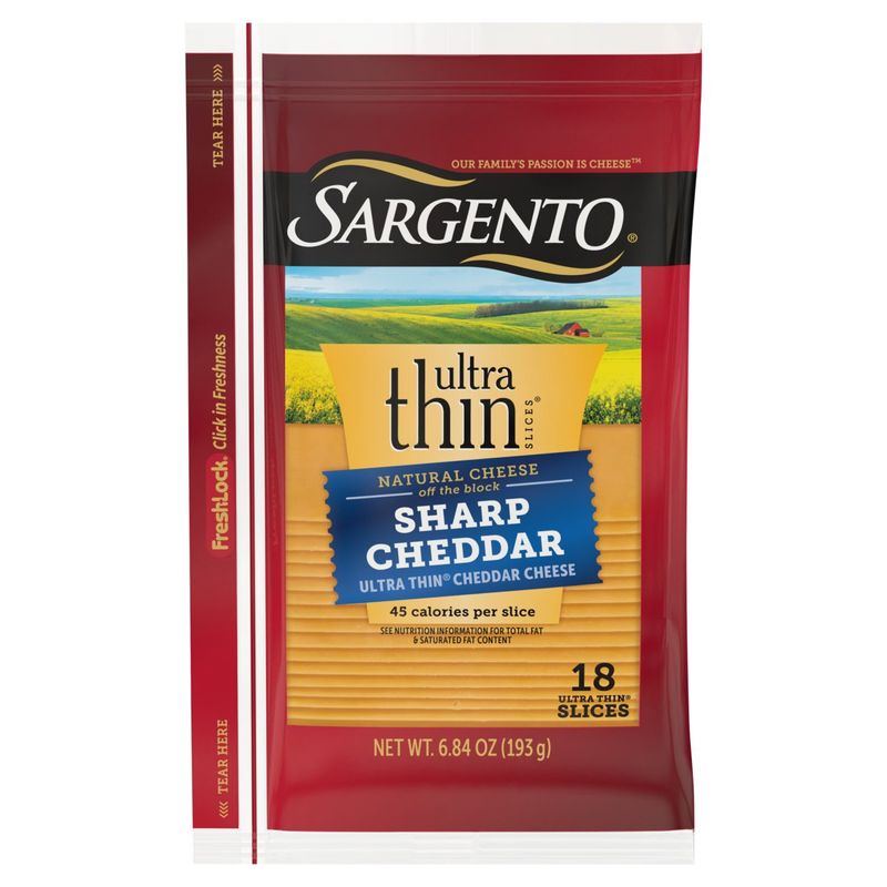 Sargento Ultra Thin Sharp Cheddar Cheese, 18 count, 6.84 oz