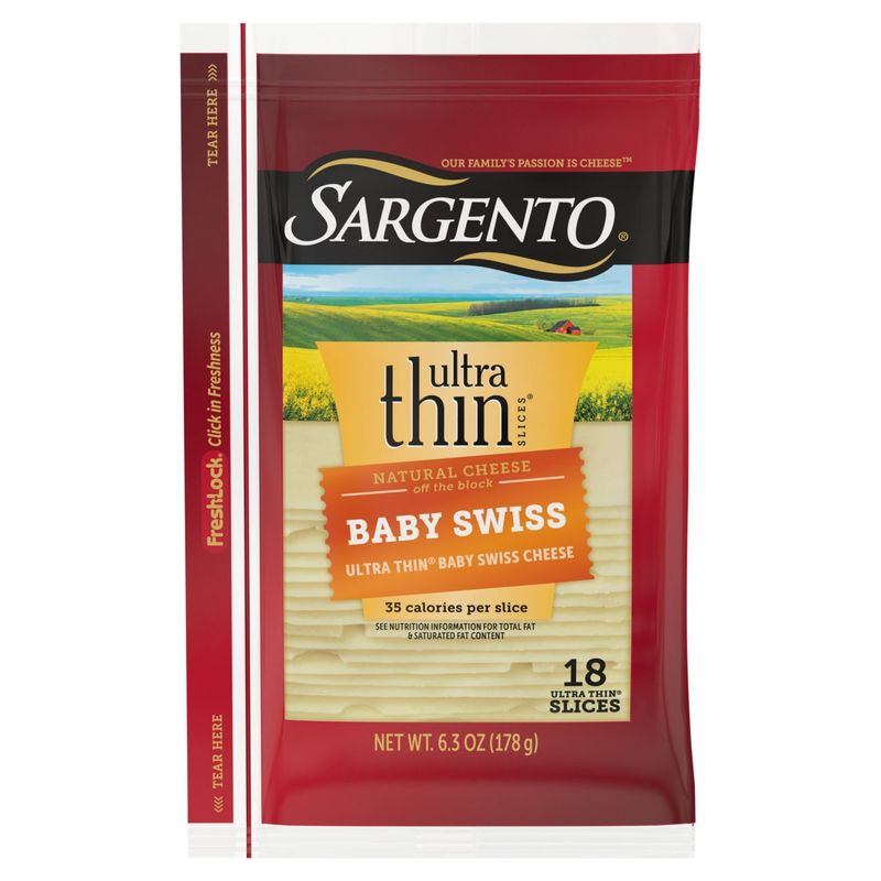 Sargento Ultra Thin Baby Swiss Cheese, 18 count, 6.3 oz