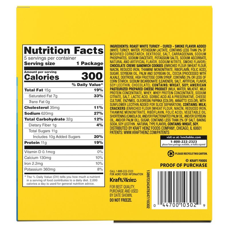 Lunchables Turkey &amp; American Cracker Stackers with Chocolate Crème Cookies, 3.2 oz, 5 count