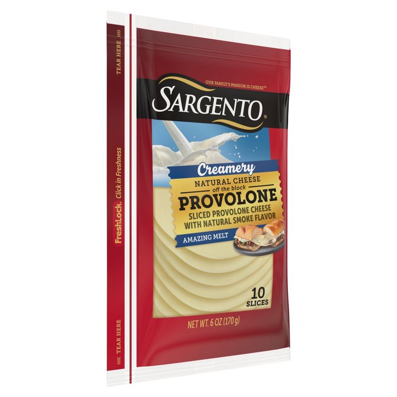 Sargento Creamery Sliced Provolone with Natural Smoke Flavor Natural Cheese, 10 count, 6 oz