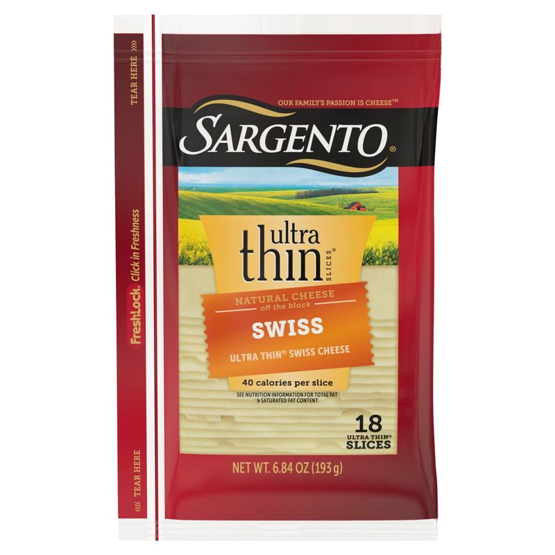 Sargento Ultra Thin Swiss Cheese, 18 count, 6.84 oz