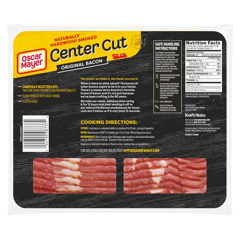 Oscar Mayer Naturally Hardwood Smoked Center Cut Original Bacon Mega Pack, 17 oz