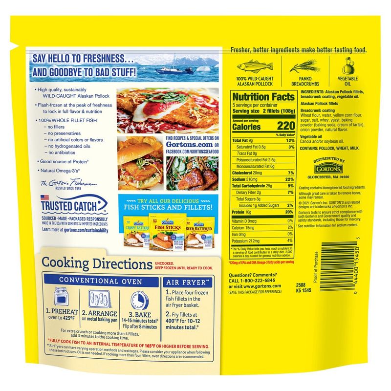 Gorton's Crunchy Breaded Fish Fillets, 10 count, 19 oz
