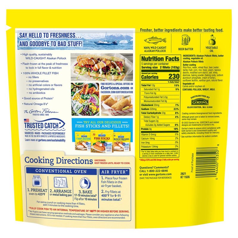Gorton's Beer Battered Fish Fillets, 10 count, 18.2 oz