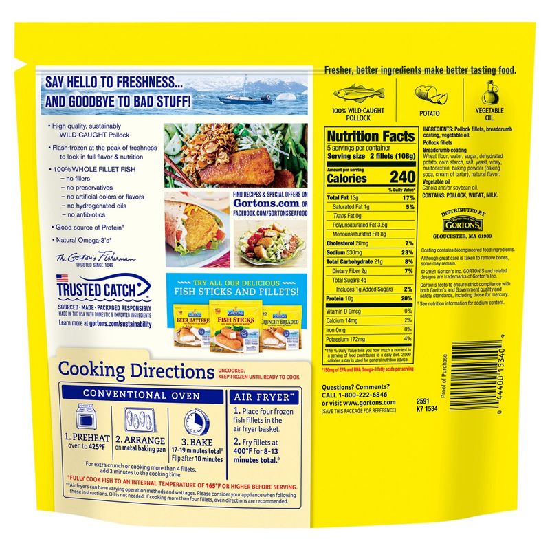 Gorton's Potato Crunch Breaded Fish Fillets, 10 count, 18.2 oz