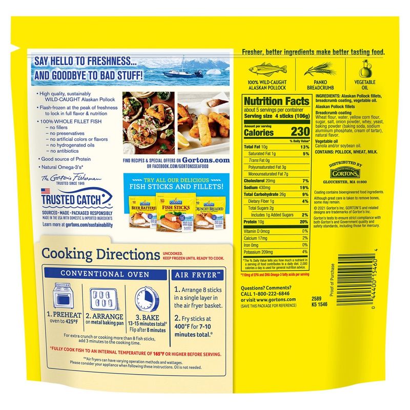 Gorton's Breaded Fish Sticks, 20 count, 19 oz
