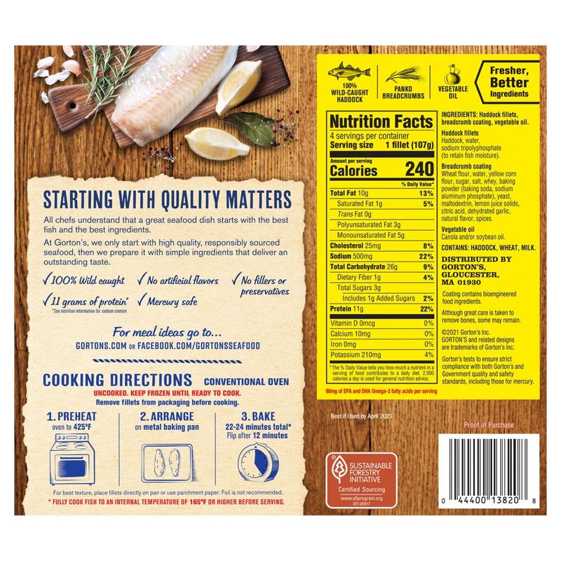 Gorton's Haddock Breaded Fish Fillets, 4 count, 14.6 oz