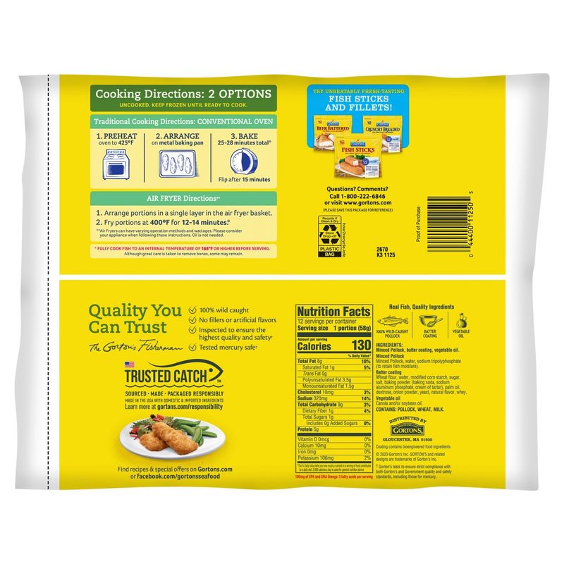 Gorton's Crispy Battered Fish Portions Value Pack, 12 count, 24.5 oz
