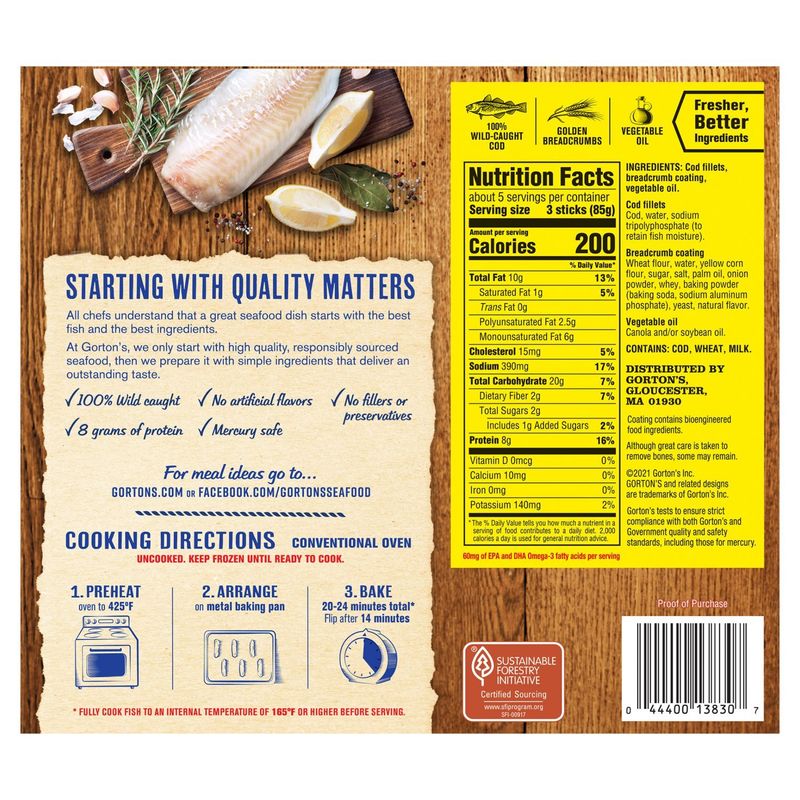 Gorton's Cod Fish Sticks, 14.6 oz