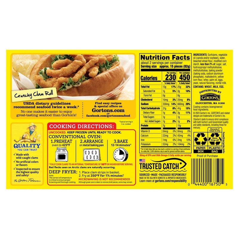 Gorton's Tender Strips Crunchy Coating Clams, 5.75 oz