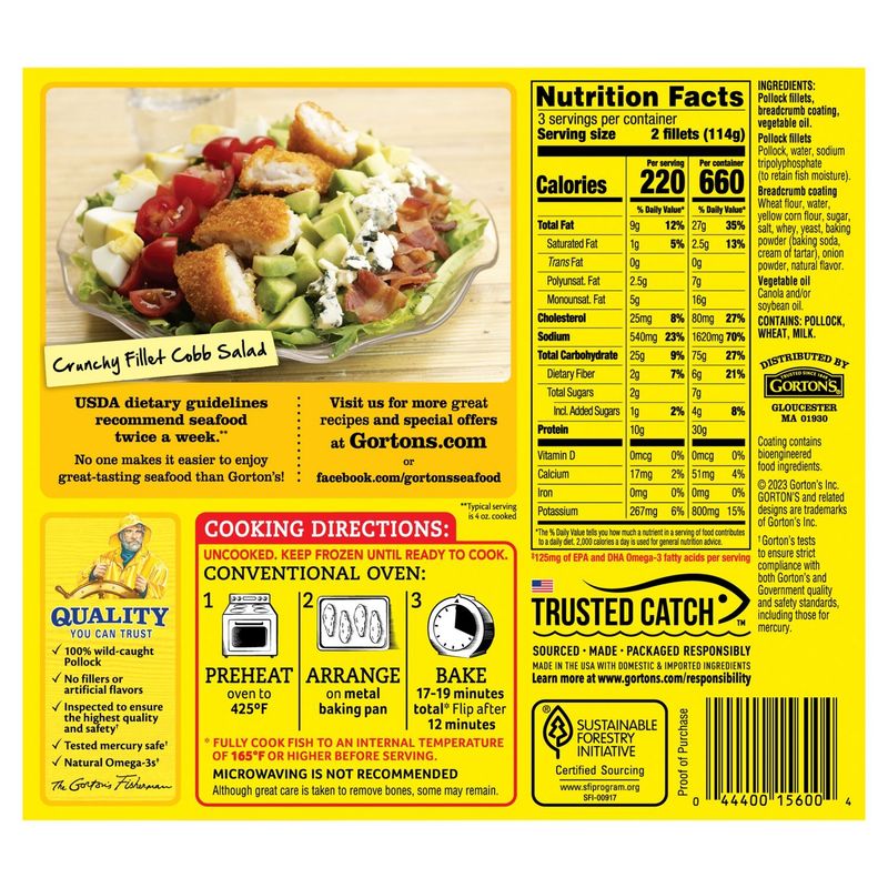 Gorton's Crunchy Breaded Fish Fillets, 6 count, 11.4 oz