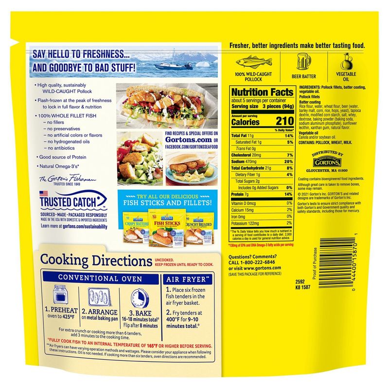 Gorton's Beer Battered Fish Tenders, 17.3 oz
