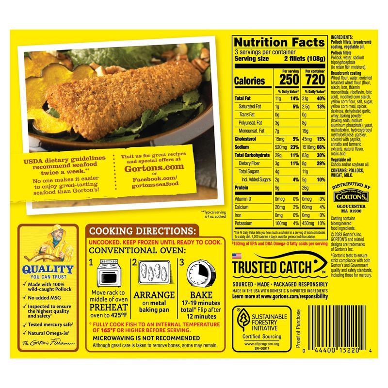 Gorton's Southern Style Breaded Fish Fillets, 6 count, 11 oz