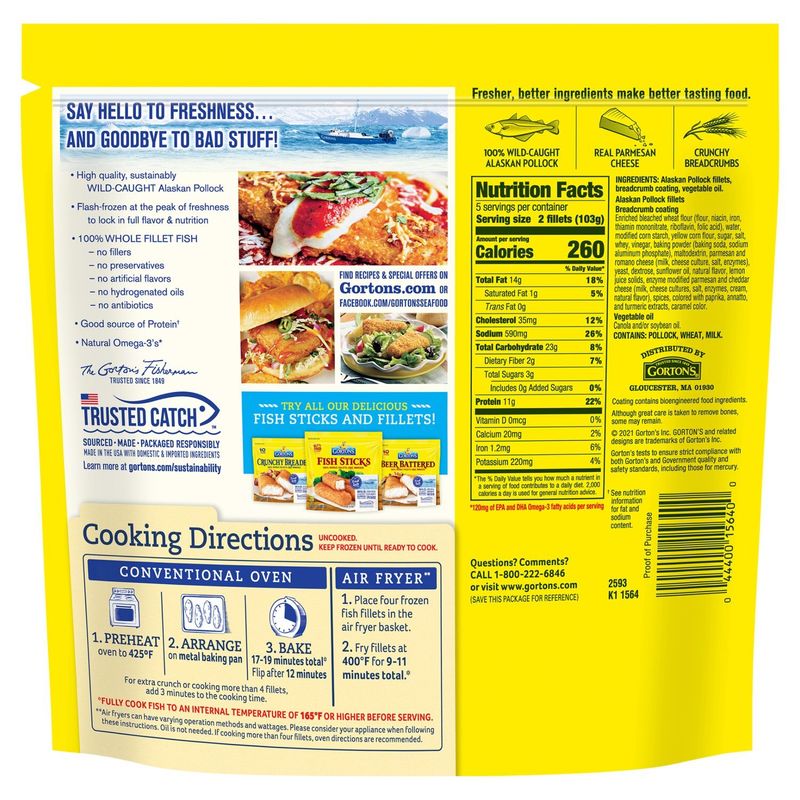 Gorton's Parmesan Crusted Breaded Fish Fillets, 10 count, 18.2 oz