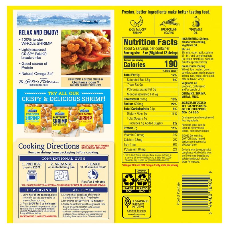 Gorton's Breaded Tail-Off Popcorn Shrimp, 14 oz