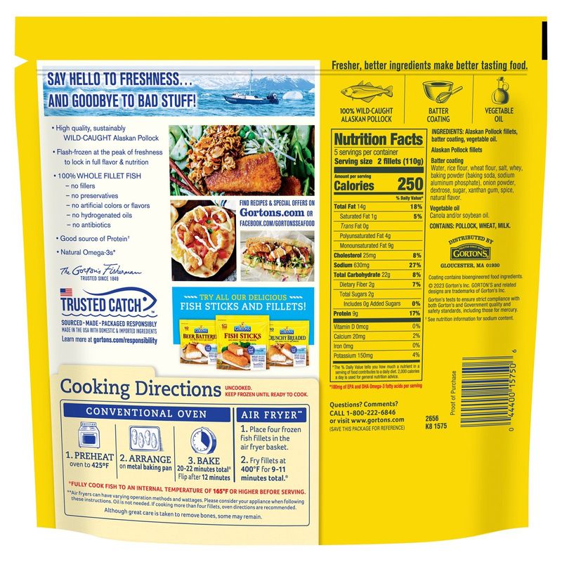 Gorton's Crispy Battered Fish Fillets, 10 count, 19 oz