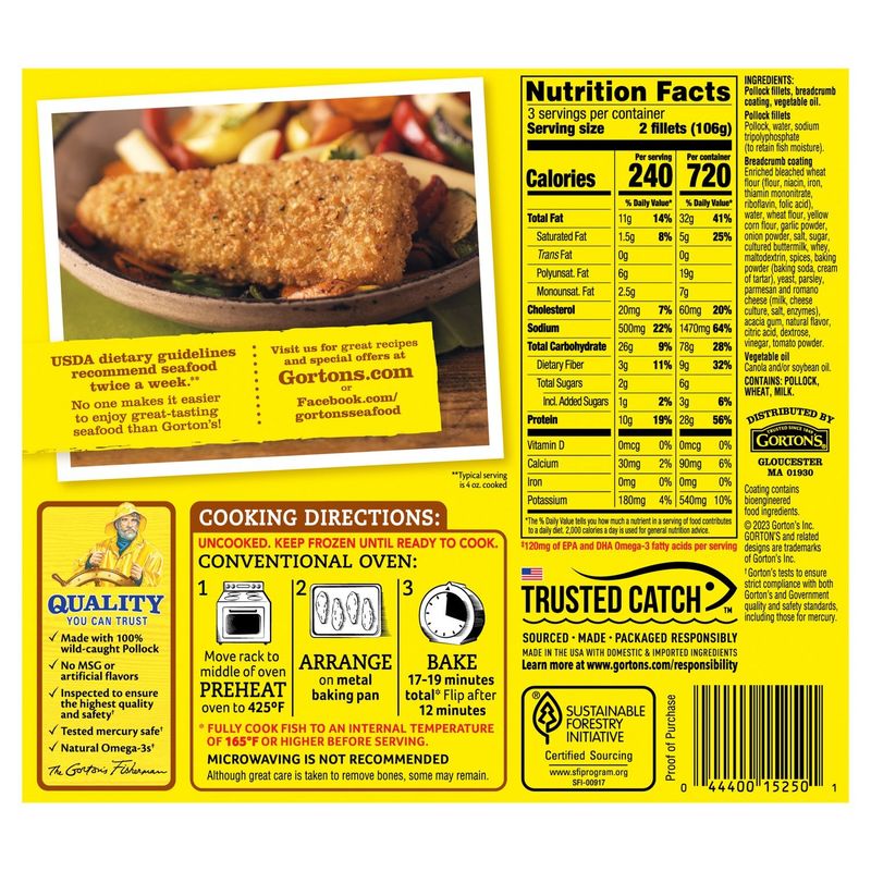 Gorton's Garlic &amp; Herb Breaded Fish Fillets, 6 count, 11 oz