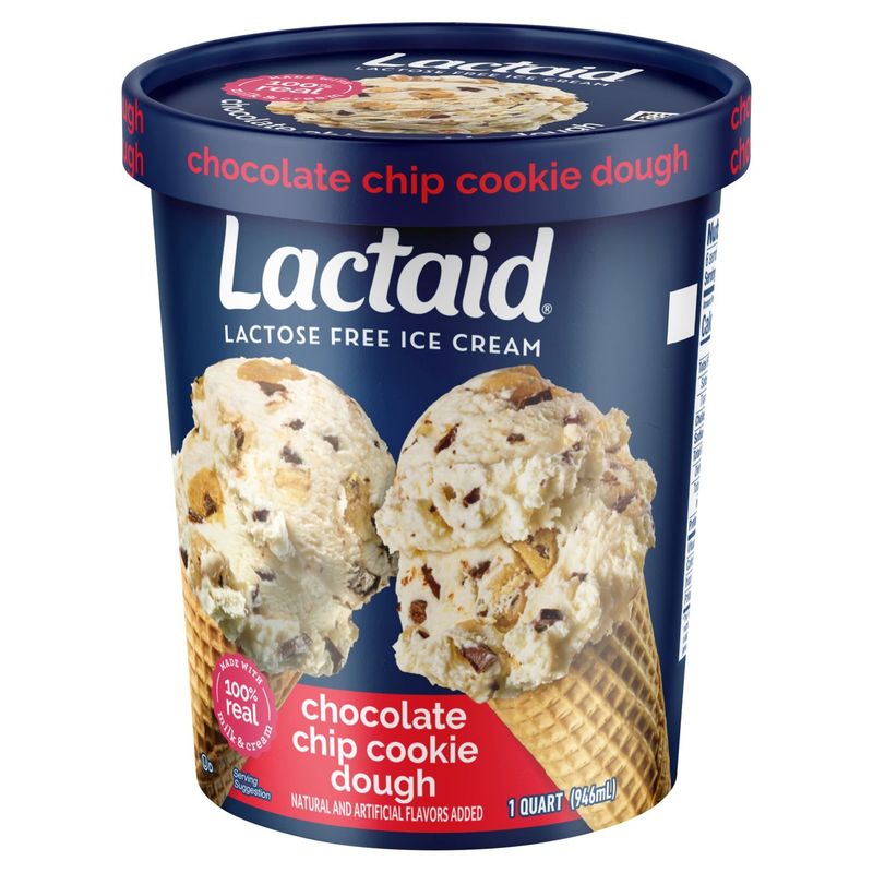 Lactaid Chocolate Chip Cookie Dough Lactose Free Ice Cream, 1 quart