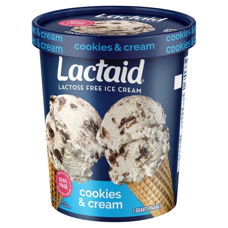 Lactaid Cookies &amp; Cream Lactose Free  Ice Cream, 1 quart