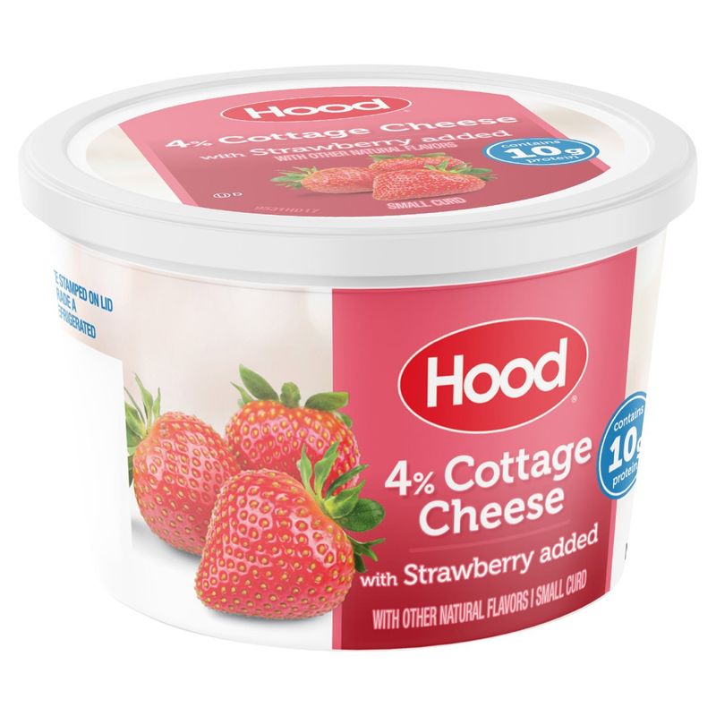 Hood Small Curd 4% Cottage Cheese with Strawberry Added, 16 oz
