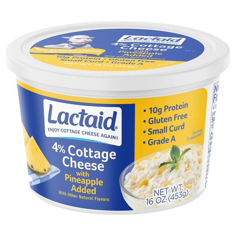 Lactaid 4% Cottage Cheese with Pineapple Added, 16 oz
