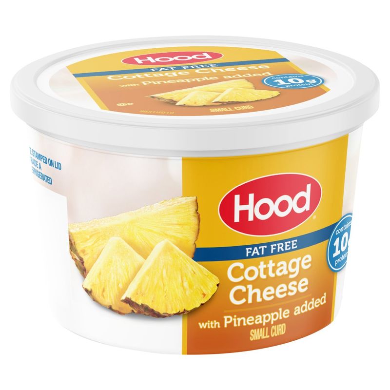 Hood Small Curd Fat Free Cottage Cheese with Pineapple Added, 16 oz