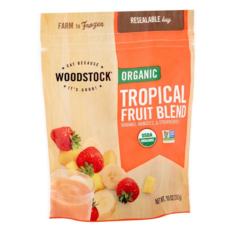 Woodstock Organic Bananas, Mangoes, &amp; Strawberries Tropical Fruit Blend, 10 oz