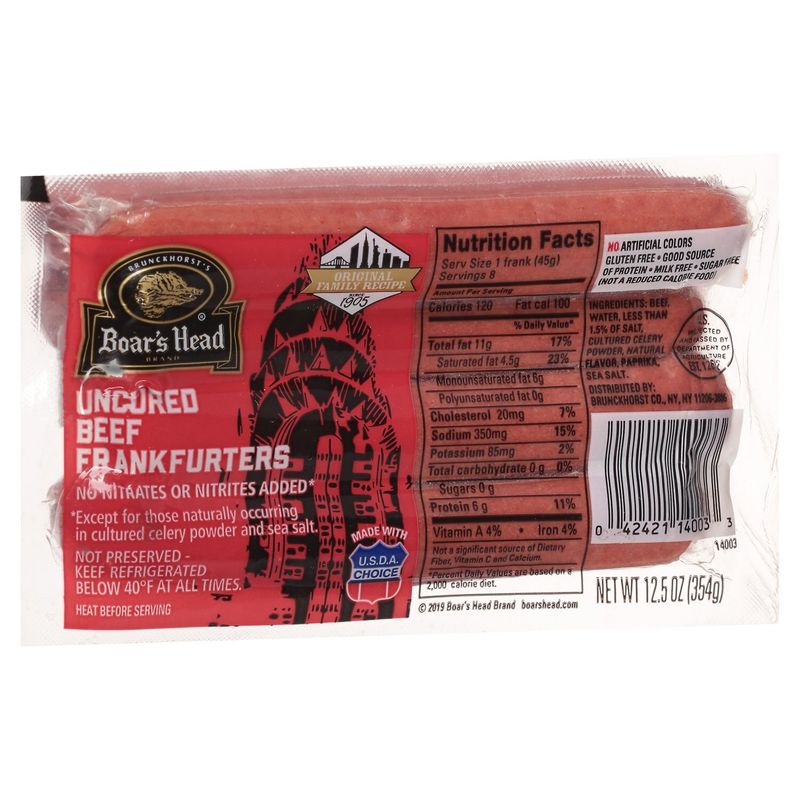 Boar's Head Uncured Beef Frankfurters, 12.5 oz