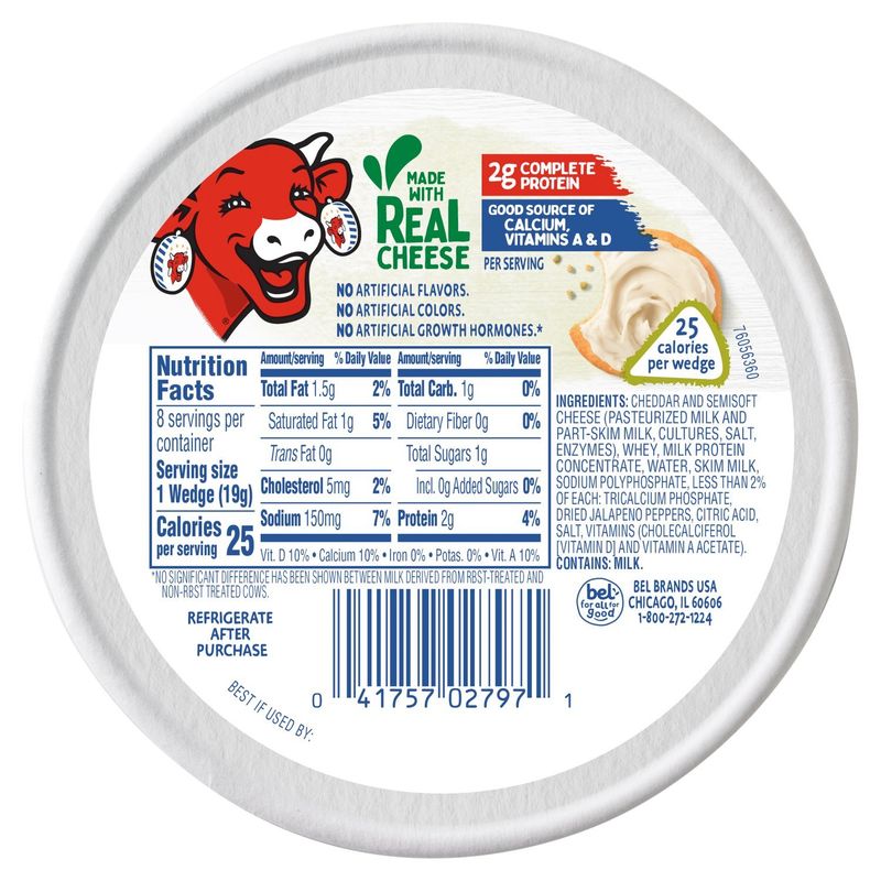 The Laughing Cow Jalapeno Spreadable Cheese Wedges, 0.68 oz, 8 count