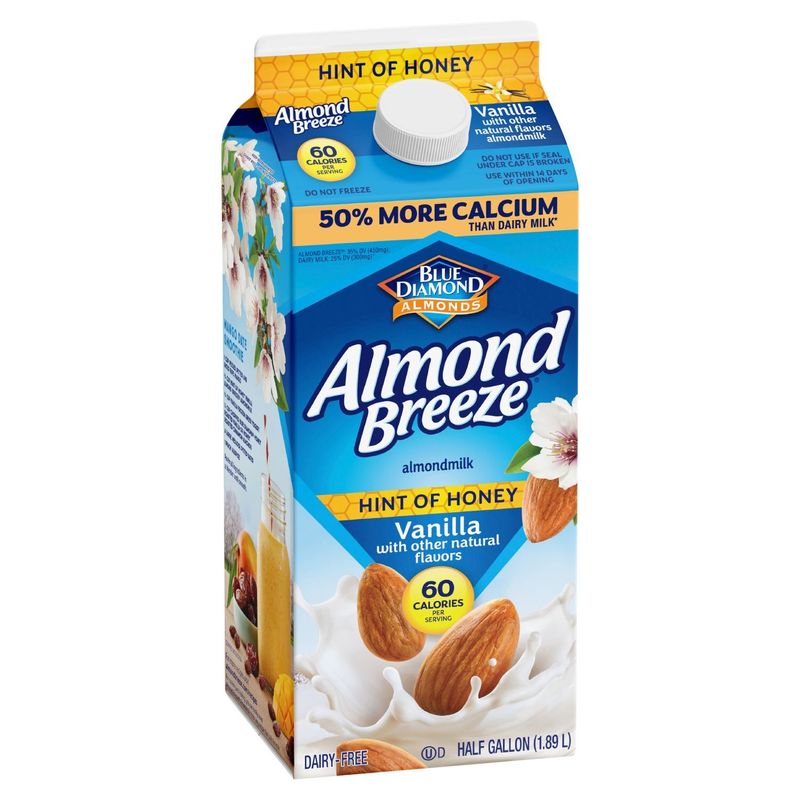 Blue Diamond Almonds Almond Breeze Hint of Honey Vanilla Almondmilk, half gallon