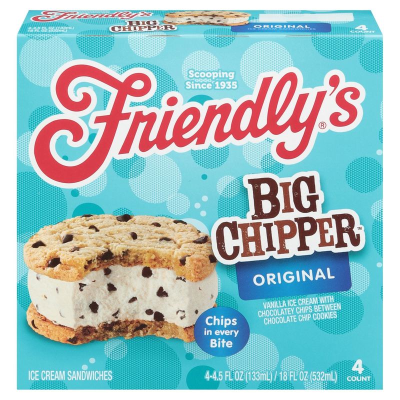 Friendly's Big Chipper Original Ice Cream Sandwiches, 4.5 fl oz, 4 count