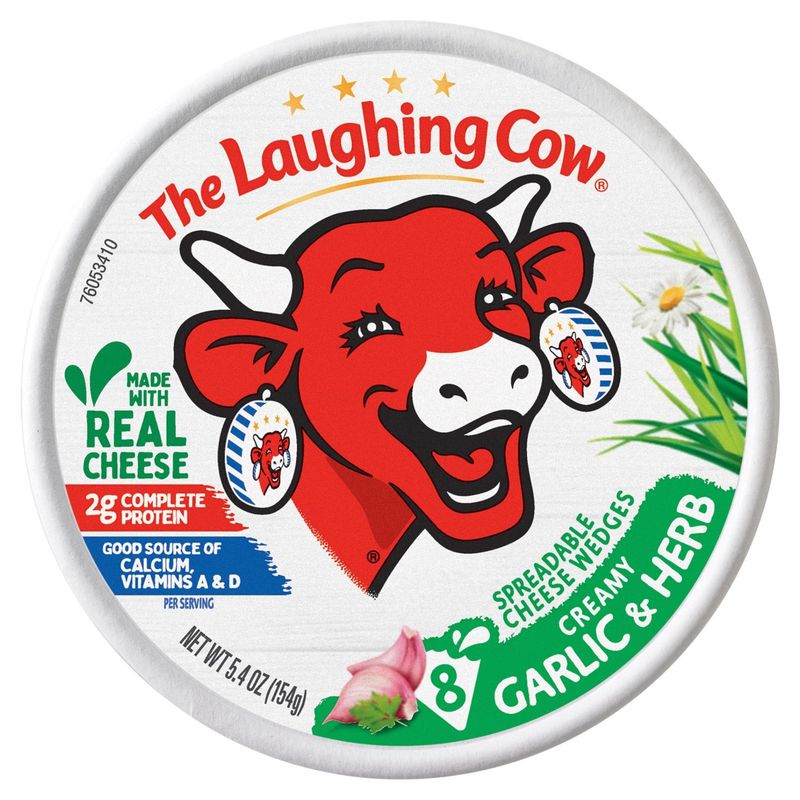 The Laughing Cow Garlic &amp; Herb Spreadable Cheese Wedges, 0.68 oz, 8 count