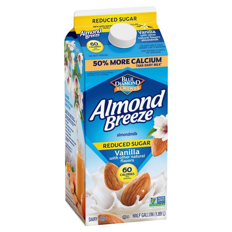 Blue Diamond Almonds Almond Breeze Reduced Sugar Vanilla Almondmilk, half gallon