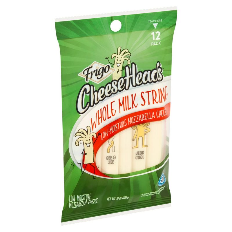Frigo Cheese Heads Low-Moisture Whole Milk String Mozzarella Cheese, 12 count, 10 oz