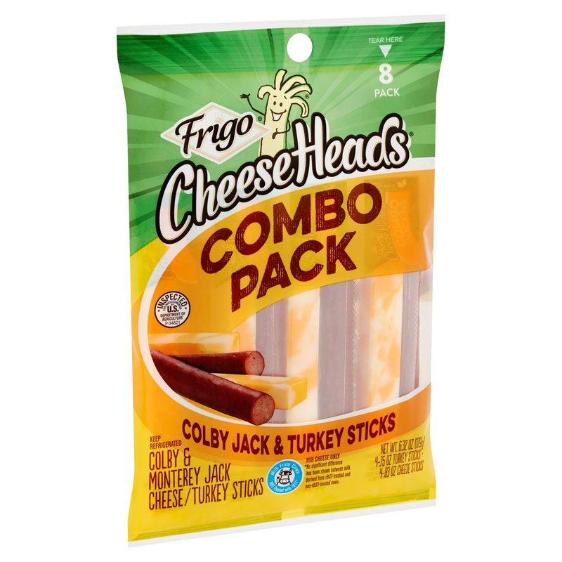 Frigo Cheese Heads Colby Jack &amp; Turkey Sticks Combo Pack, 8 count, 6.32 oz