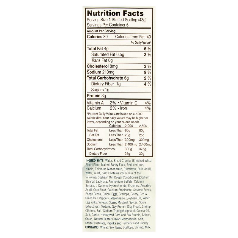 Matlaw's New England Style Large Stuffed Scallops, 6 count, 9 oz