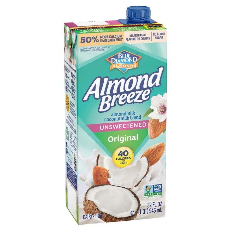 Blue Diamond Almonds Almond Breeze Unsweetened Original Almondmilk Coconutmilk Blend, 32 fl oz