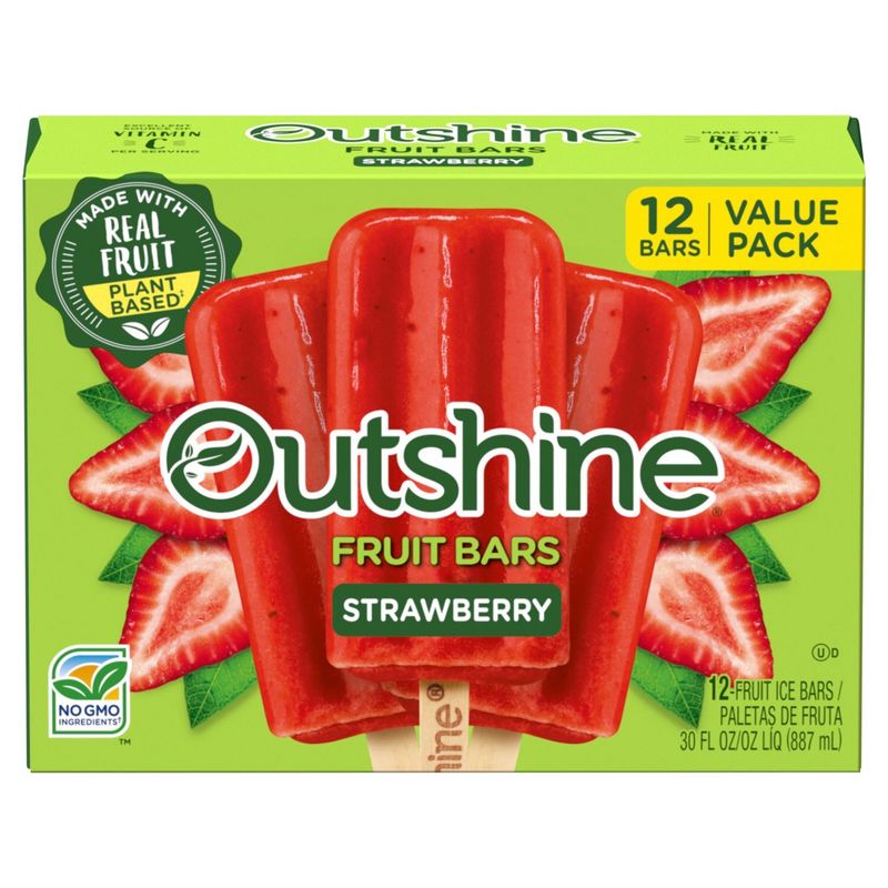 Outshine Strawberry Fruit Ice Bars Value Pack, 12 count, 30 fl oz