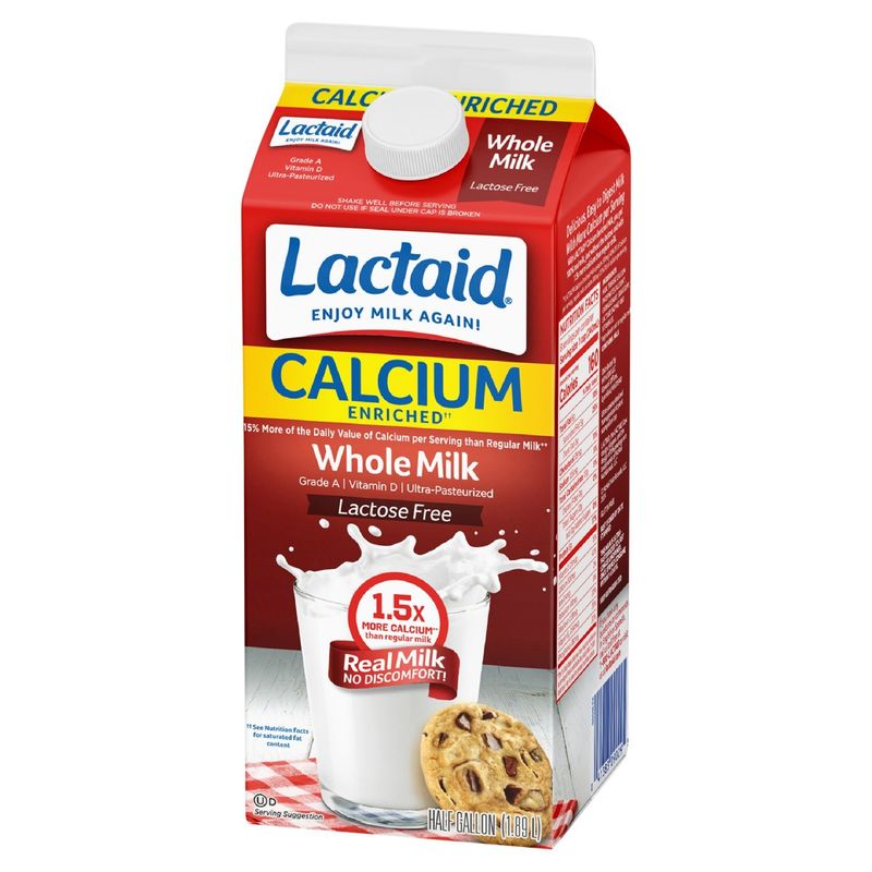 Lactaid Calcium Enriched Whole Milk, half gallon