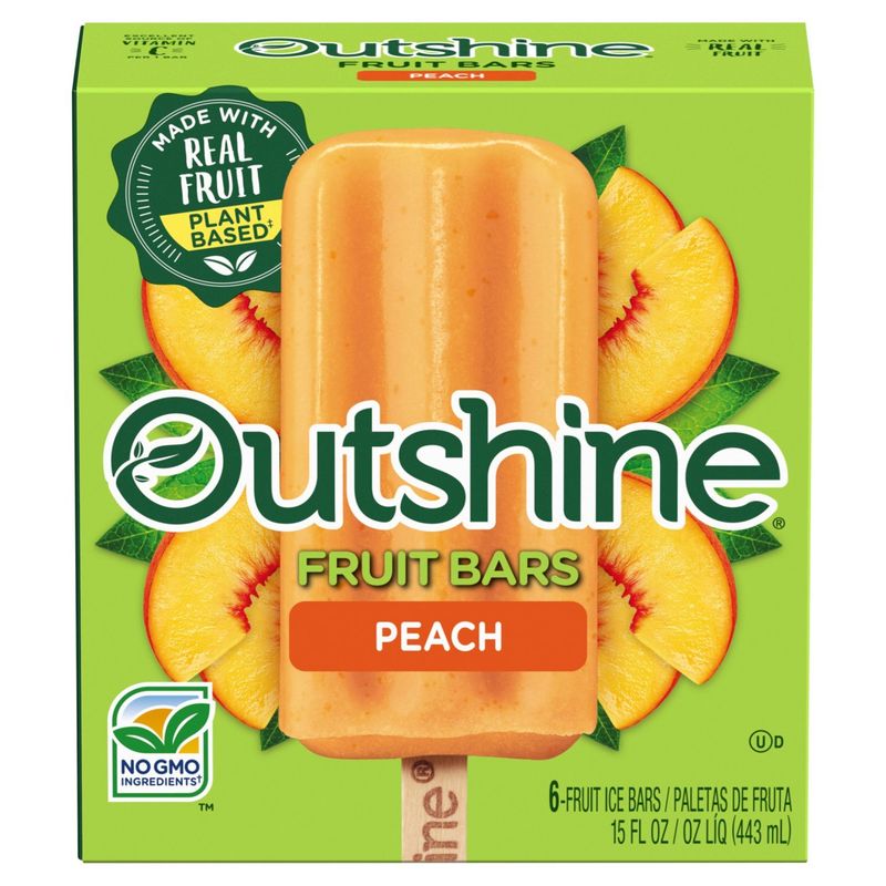 Outshine Peach Fruit Ice Bars, 6 count, 15 fl oz