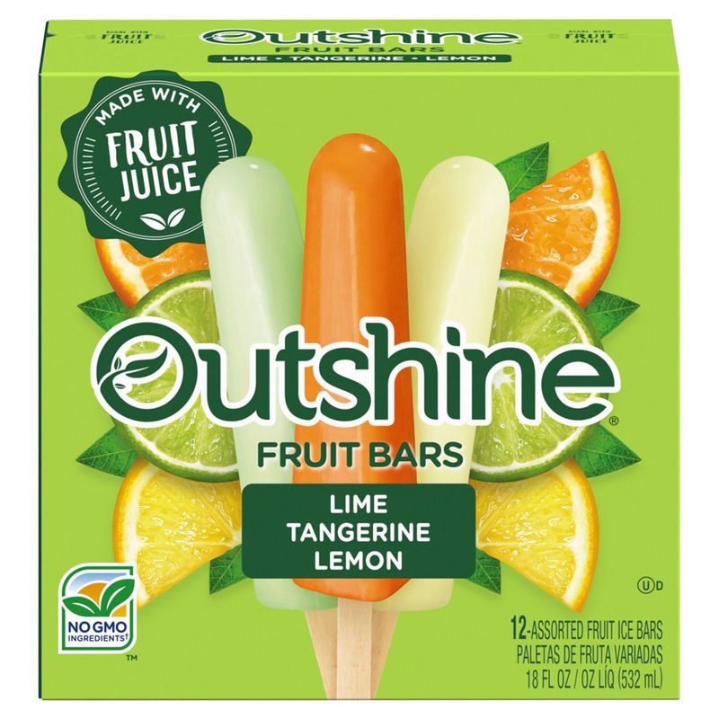 Outshine Lime, Tangerine, Lemon Assorted Fruit Ice Bars, 12 count, 18 fl oz
