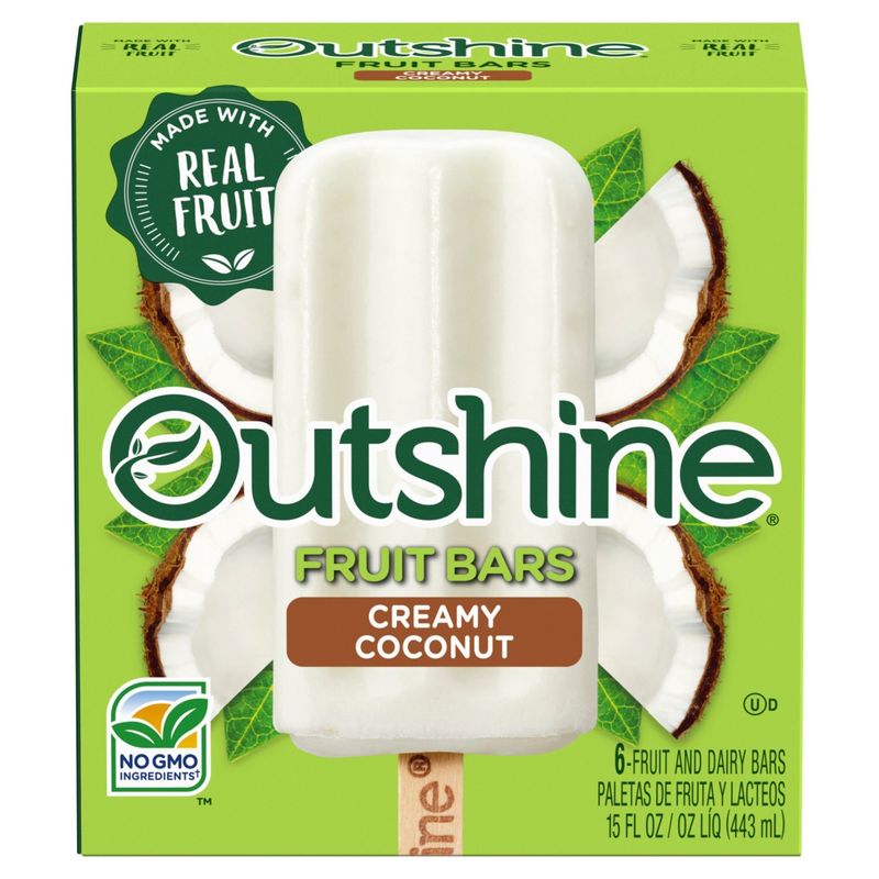 Outshine Creamy Coconut Fruit and Dairy Bars, 6 count, 15 fl oz