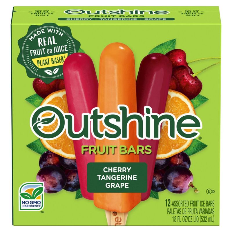 Outshine Cherry, Tangerine, Grape Fruit Ice Bars, 12 count, 18 fl oz