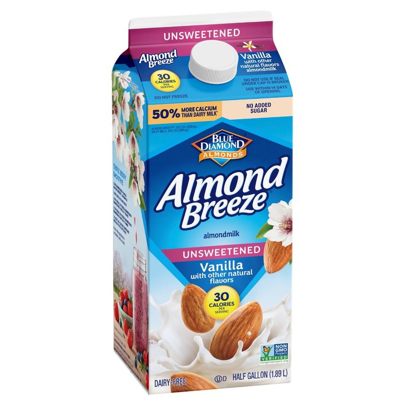 Blue Diamond Almonds Almond Breeze Unsweetened Vanilla Almondmilk, half gallon