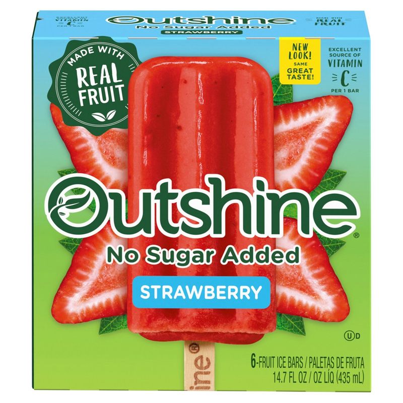 Outshine Strawberry Fruit Ice Bars, 6 count, 14.7 fl oz