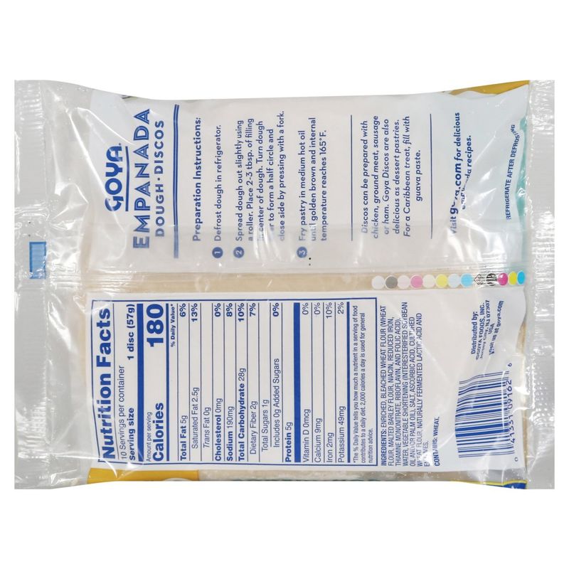 Goya 6" Large Frying Empanada Dough Discos, 10 count, 20 oz